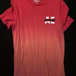 American Eagle Outfitters Red Gradient Short Sleeve Tee